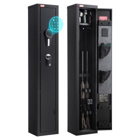 VEVOR Gun Safe, Heavy Duty Cold-Rolled Steel Fireproof Rifle Cabinet with Digital Keypad & Key, Large Long Gun Cabinet with Magazine and LED Lighting