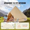 VEVOR Canvas Bell Tent, 4 Seasons 4 m/13.12 ft Yurt Tent, Canvas Tent for Camping with Stove Jack, Breathable Tent Holds up to 6 People