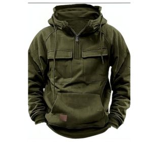Men's Solid Color Casual Sweatshirt (Option: Military Green-S)