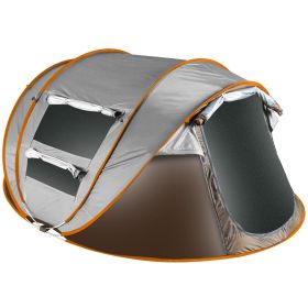 5-8 Person Pop Up Tent Automatic Setup Camping Tent Waterproof Instantåtup Tent with 4 Mosquito Net Windows Carrying Bag for Hiking Climbing Adventu (Option: Khaki_5_8Person)
