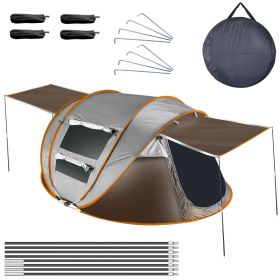 5-8 Person Pop Up Tent Automatic Setup Camping Tent Waterproof Instantåtup Tent with 4 Tent Poles 2 Mosquito Net Windows Carrying Bag for Hiking Cli (Option: Pro_Khaki_5_8)