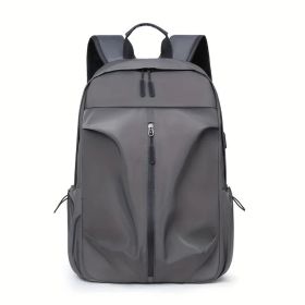 PU Backpack Fashion Large Capacity Men's Casual Backpack Commuter Trend Backpack Student School Bag (Option: Grey)