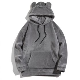 Men's Casual Cool Fashion Sweater Coral Fleece Jacket (Option: Gray-S)