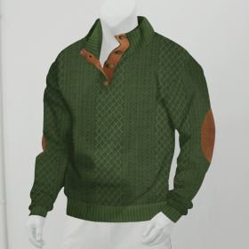 Stand Collar Long Sleeve Jacquard Knitted Pullover Sweater (Option: Army green-M)