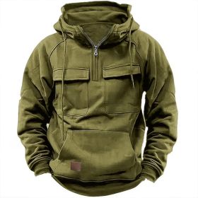 Men's Solid Color Casual Sweatshirt (Option: Army green-M)