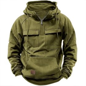 Men's Solid Color Casual Sweatshirt (Option: Army green-L)